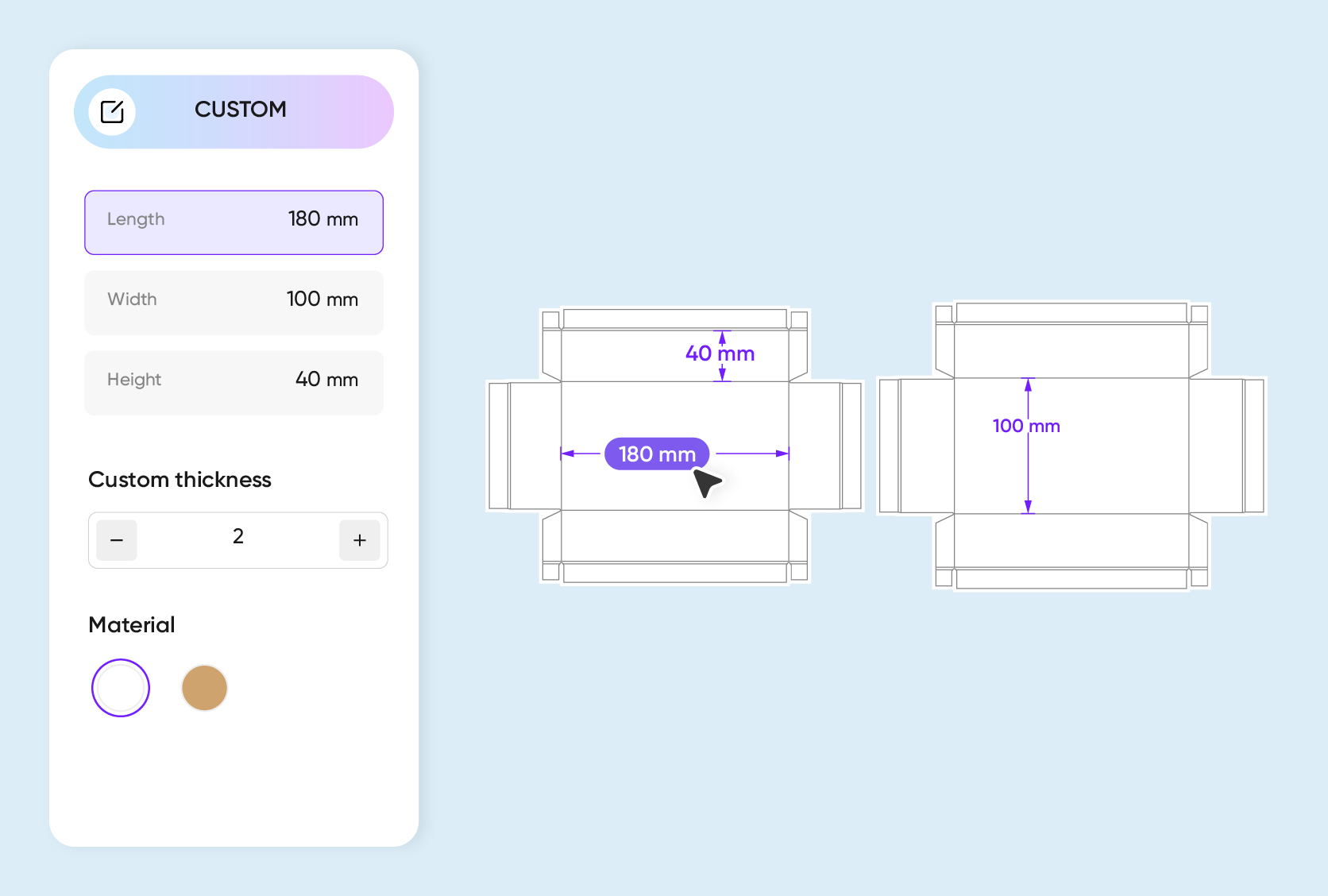 Vollständig anpassbare Optionen und 3D-Vorschauen