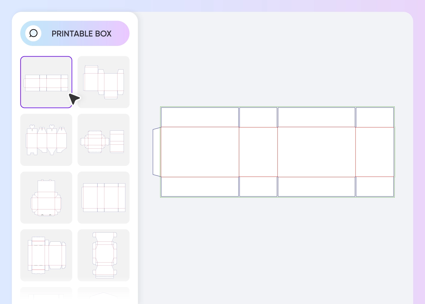 Choose the shipping box template you want Choose the shipping box template you want