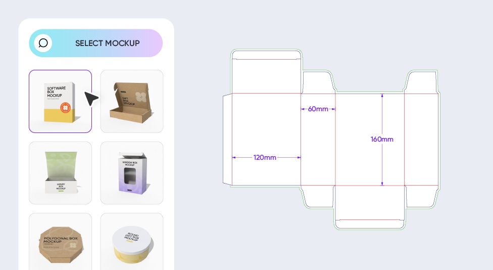 Wählen Sie ein passendes Box-Mockup