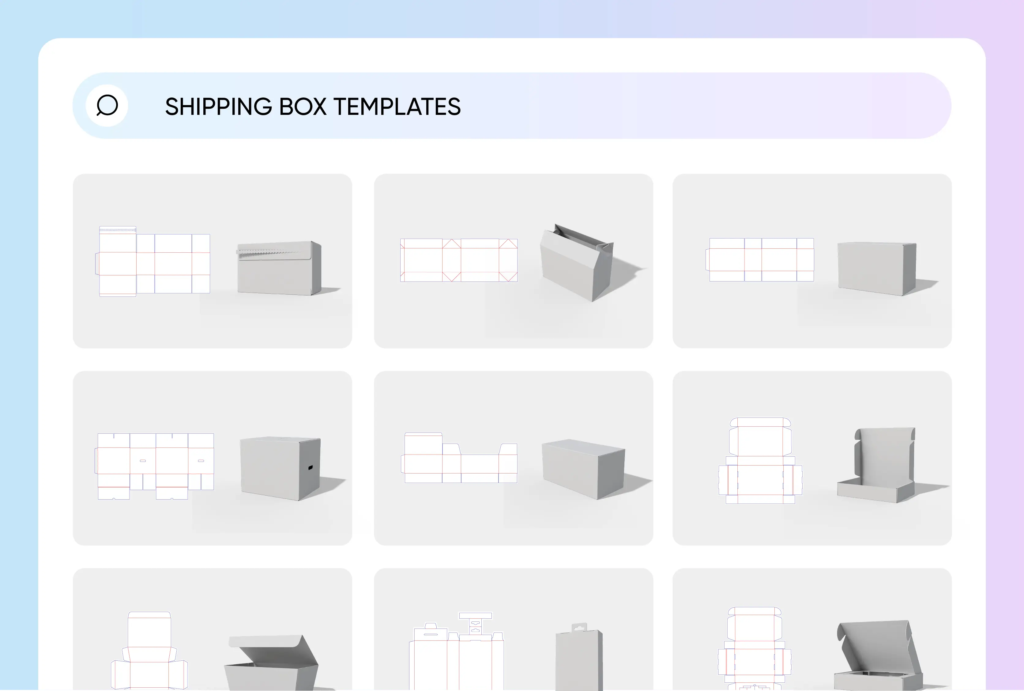 Diverse shipping box templates Diverse shipping box templates