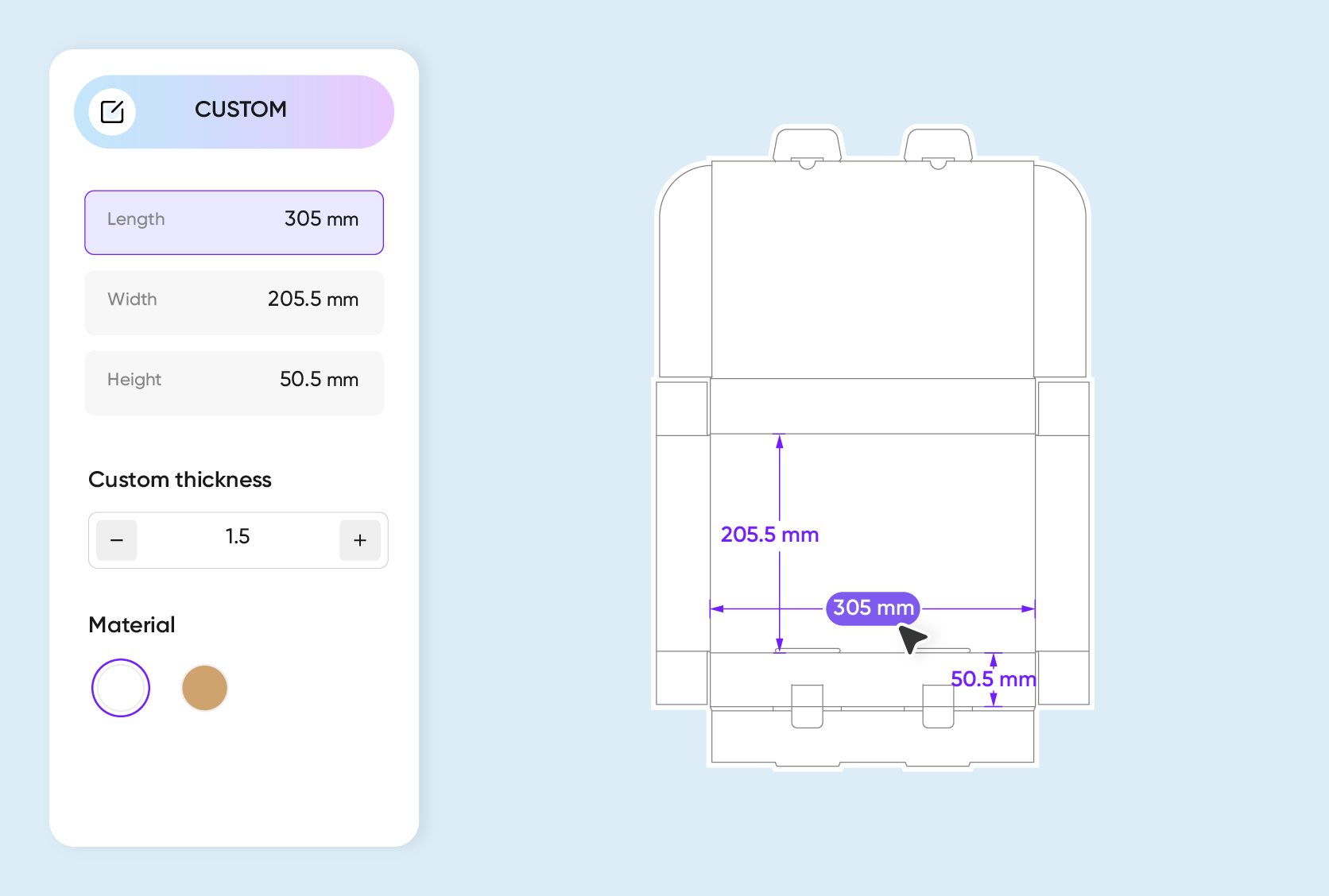 Printable options for mailer box templates