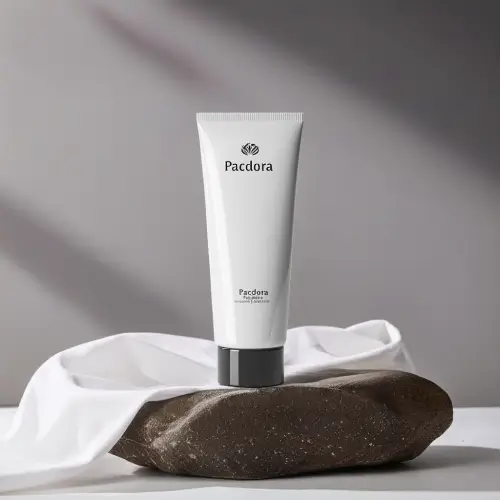 Eine Kosmetiktube auf einem Felsen