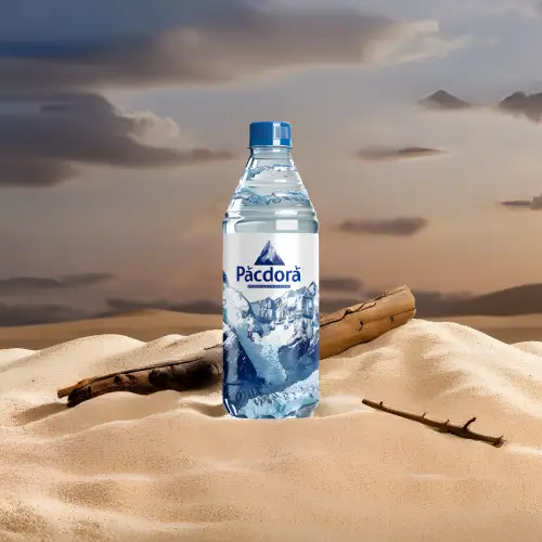 Eine Wasserflasche in der Wüste